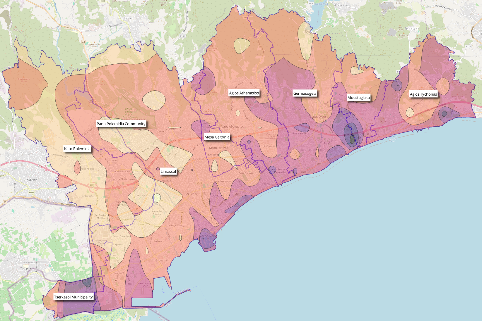 Cyprus map with analytics overlay