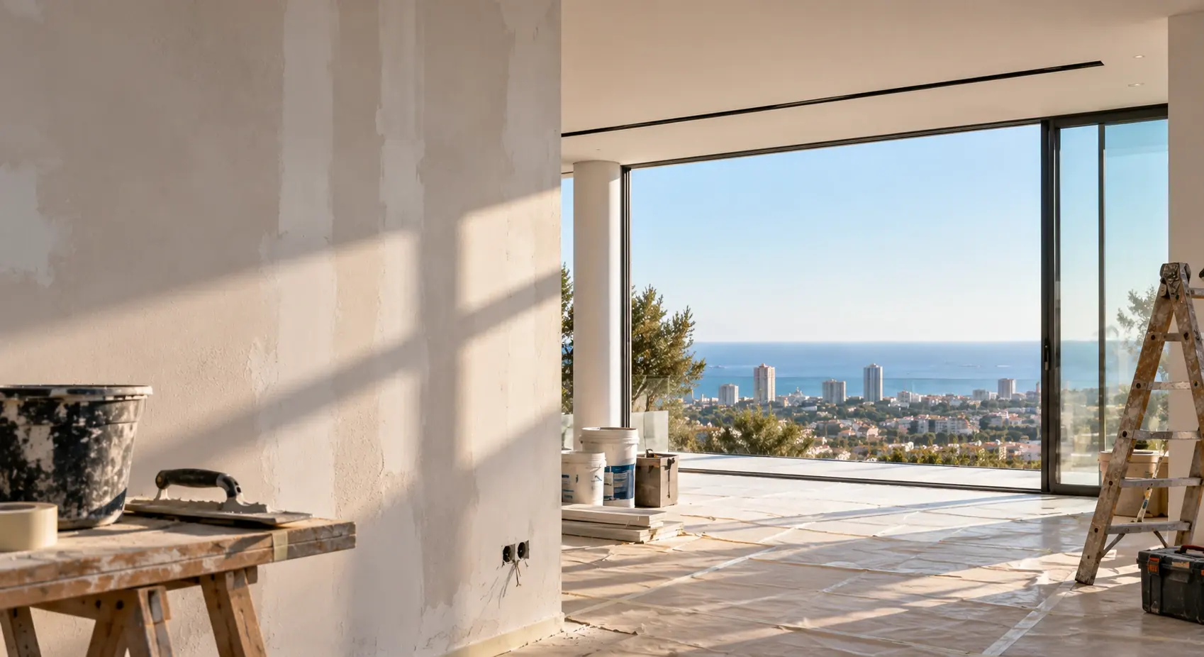 Apartment under renovation with a sea view in Cyprus